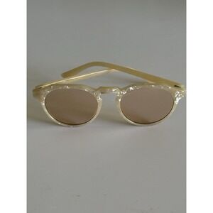 Free People Sunglasses Round Frame Yellow Pearl Womens